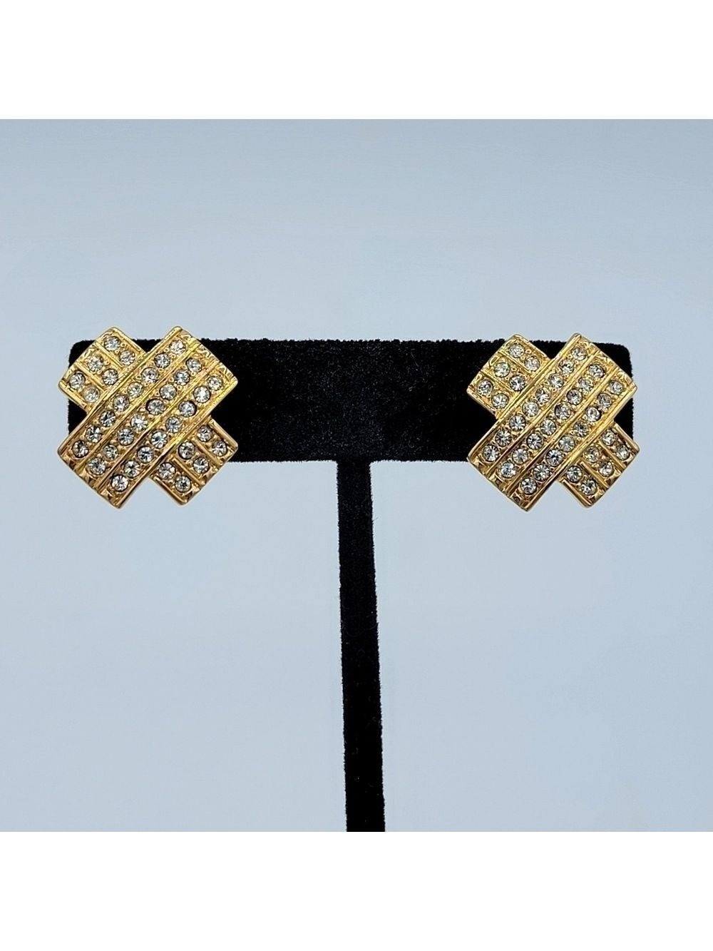 Vintage Swarovski Goldtone X Earrings #2184
